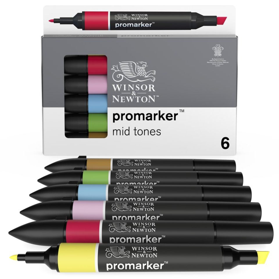 Promarkers Collection Set of 6 Mid Tones - SKU: Promarker 6