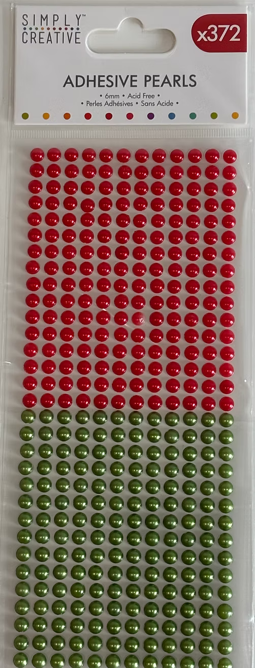 Green & Red - 6mm Self Adhesive Pearls - Pack Of 372pc By Simply Creative