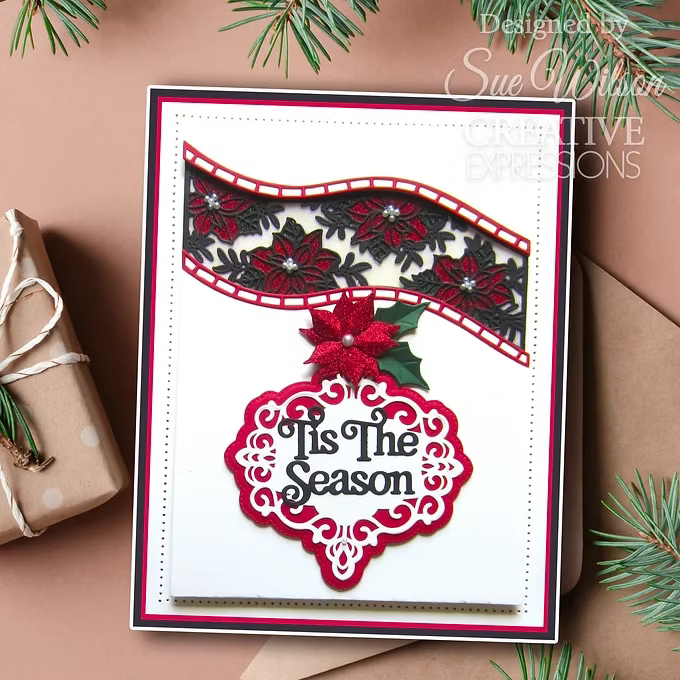 Festive Poinsettia Ribbon Wave Craft Die By Sue Wilson