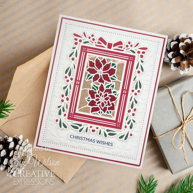 Festive Stained Glass Poinsettia - Craft Die By Sue Wilson