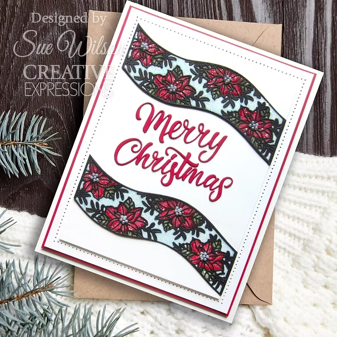Festive Poinsettia Ribbon Wave Craft Die By Sue Wilson