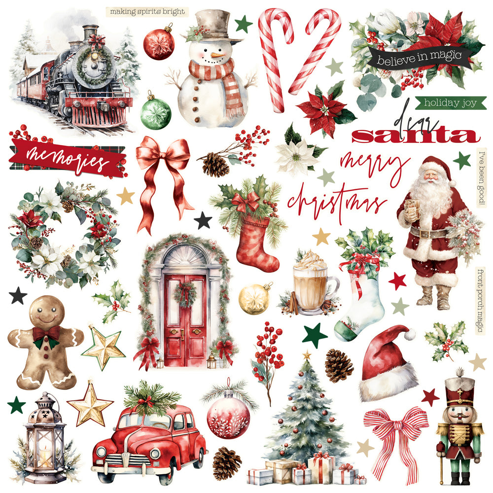 Simple Stories - Simple Vintage Old-Fashioned Christmas Chipboard Pieces - 27625