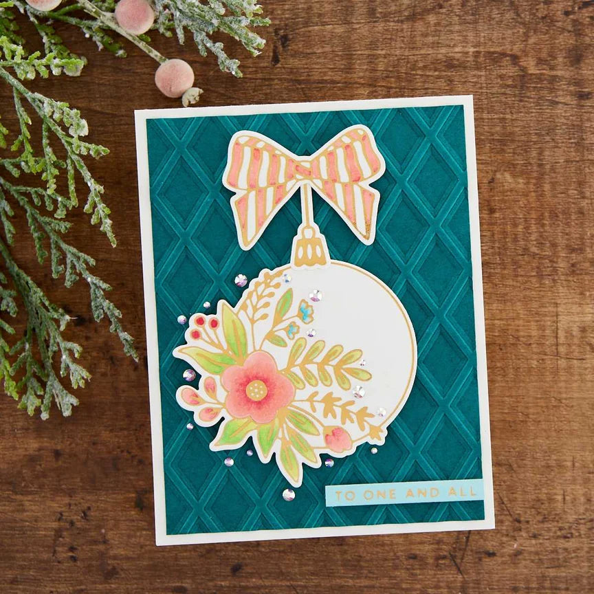 Blooming Ornament Glimmer Hot Foil Plate & Die Set from the Glimmer Greetings Collection - GLP-349