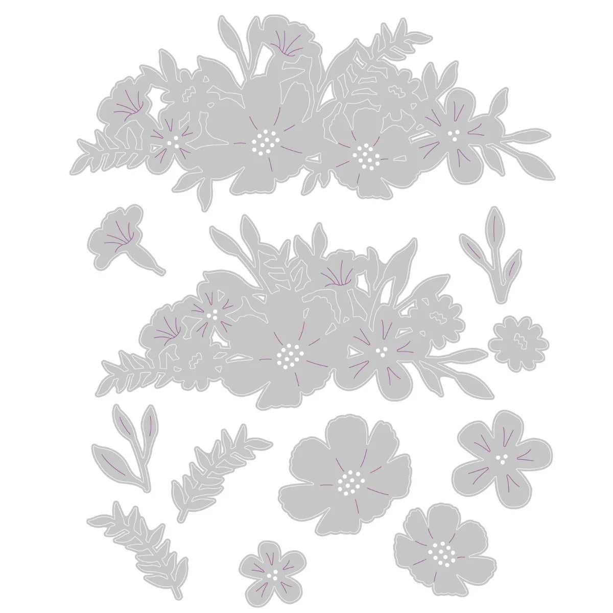 Sizzix Thinlits Die Set 12PK - Wild Blossom Borders - SKU: 665285