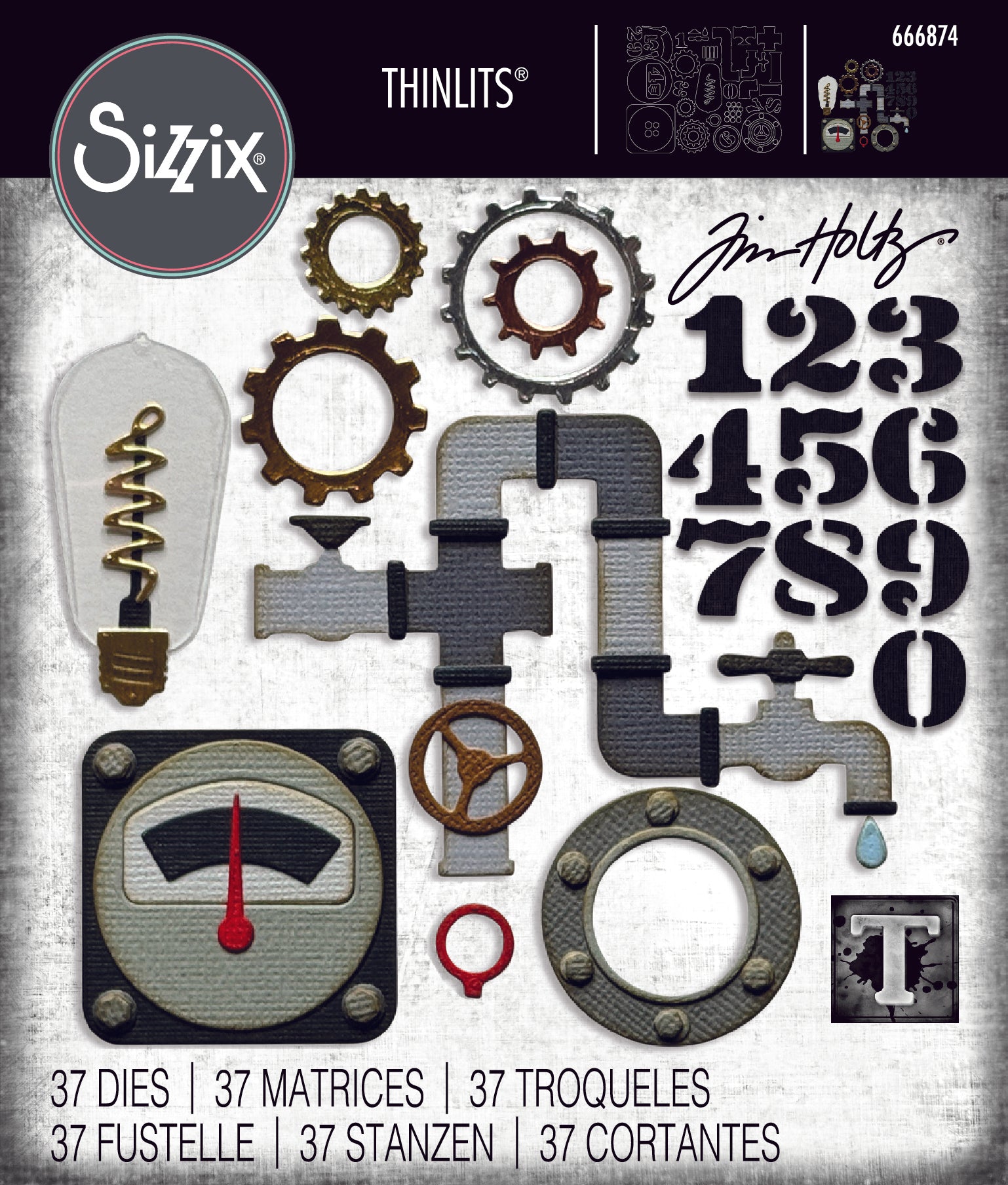 Sizzix® Thinlits™ 37PK Die Set – Vault Industrial by Tim Holtz® - 666874