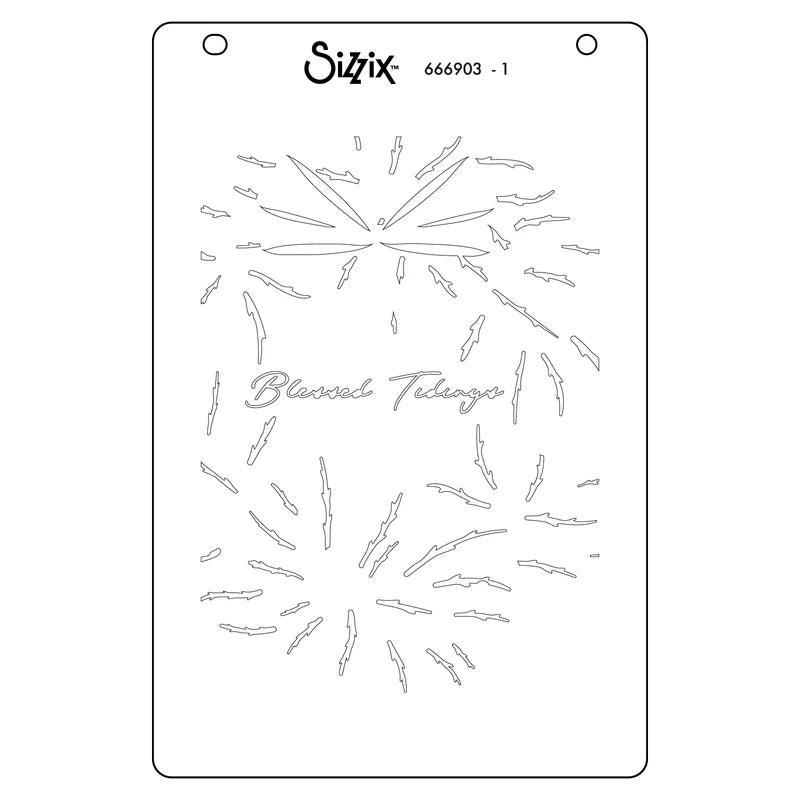 Sizzix A6 Stencil 4PK - A Wreath in Time by Stacey Park