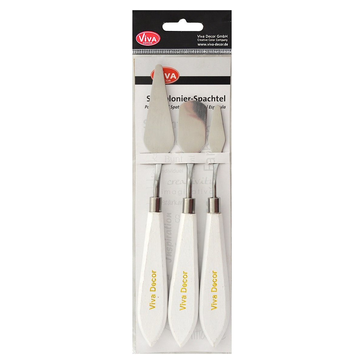 Palette knife, 3 pieces, wooden handle, painted - 930091300
