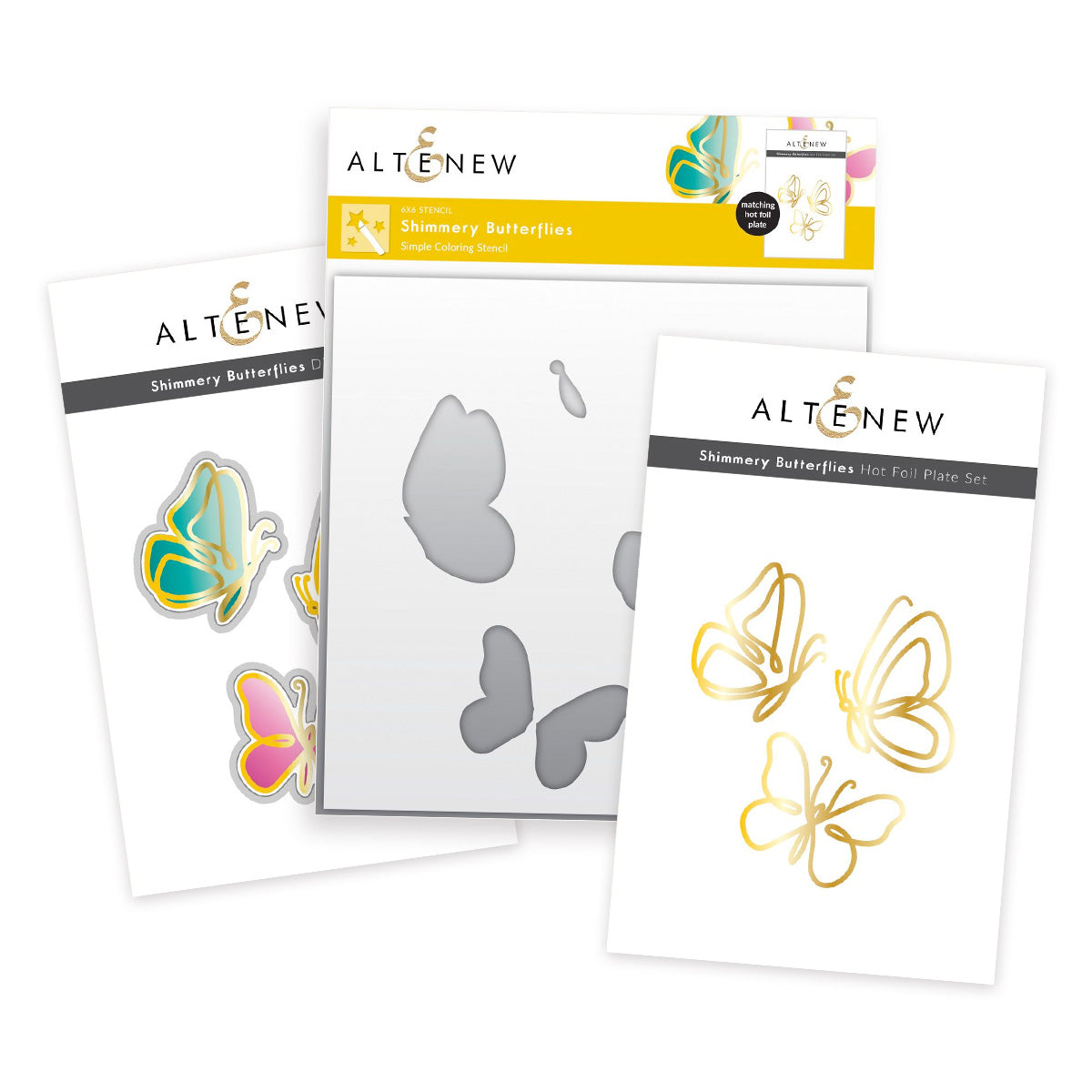 Shimmery Butterflies - Hot Foil Plate, Stencil & Die Bundle