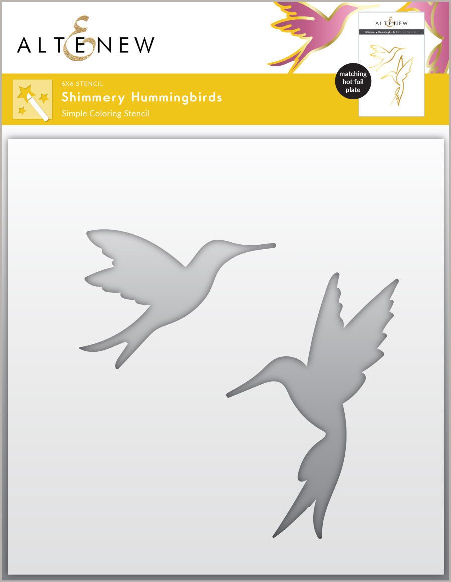 Shimmery Hummingbirds - Hot Foil Plate, Stencil & Die Bundle
