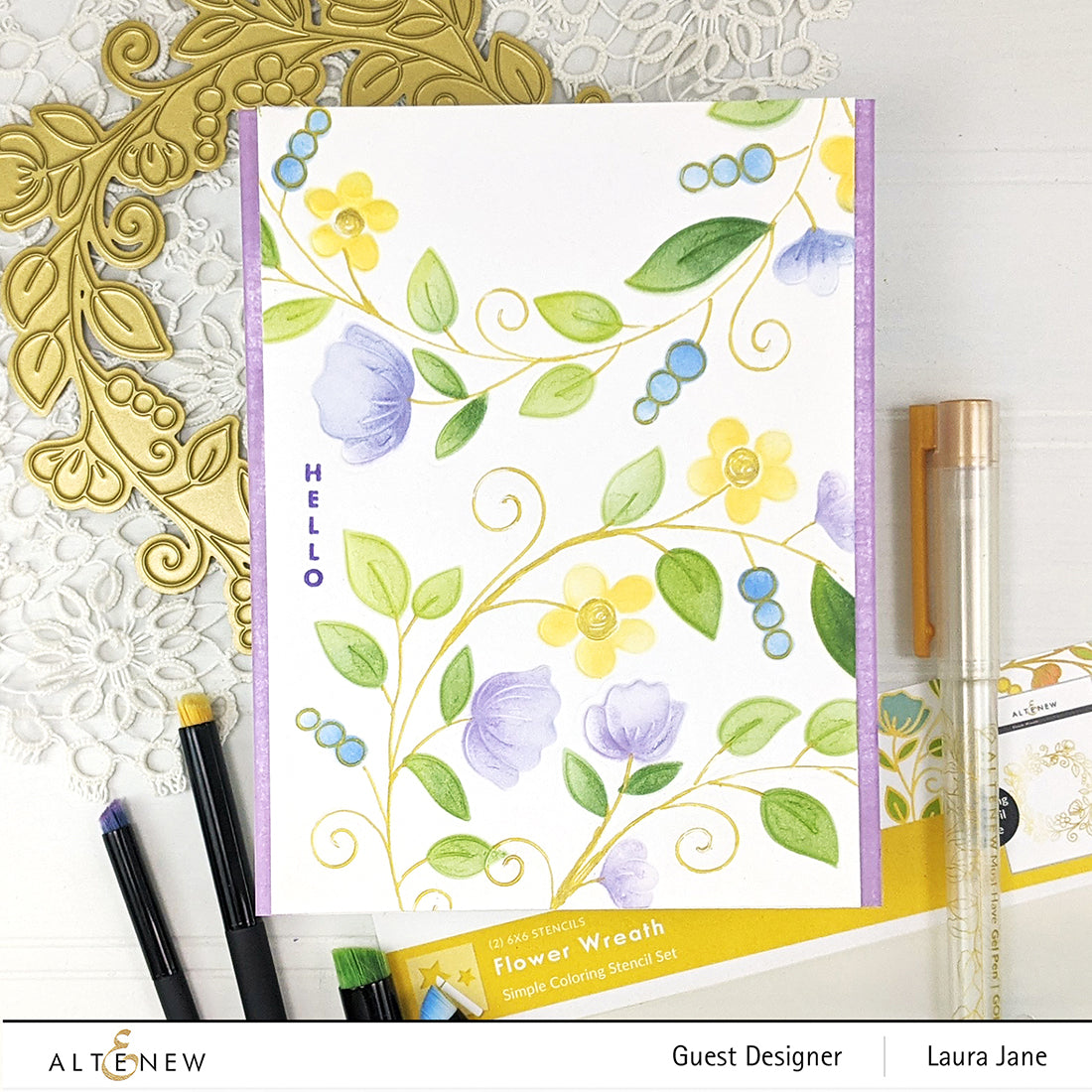 Flower Wreath - Hot Foil Plate & Stencil Bundle