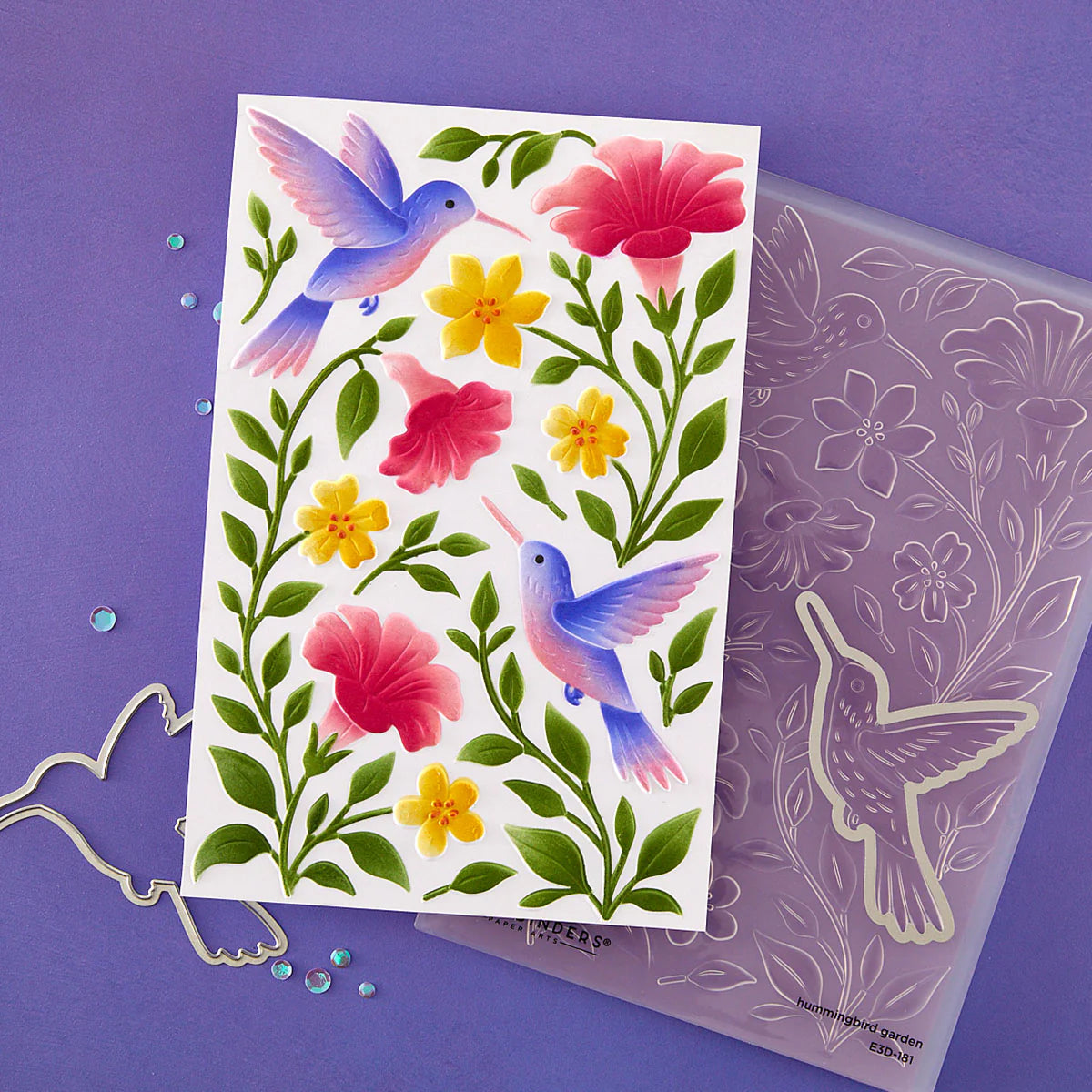 Spellbinders - Hummingbird Garden 3D Folder and Stencil Bundle by Simon Hurley - BD-1104