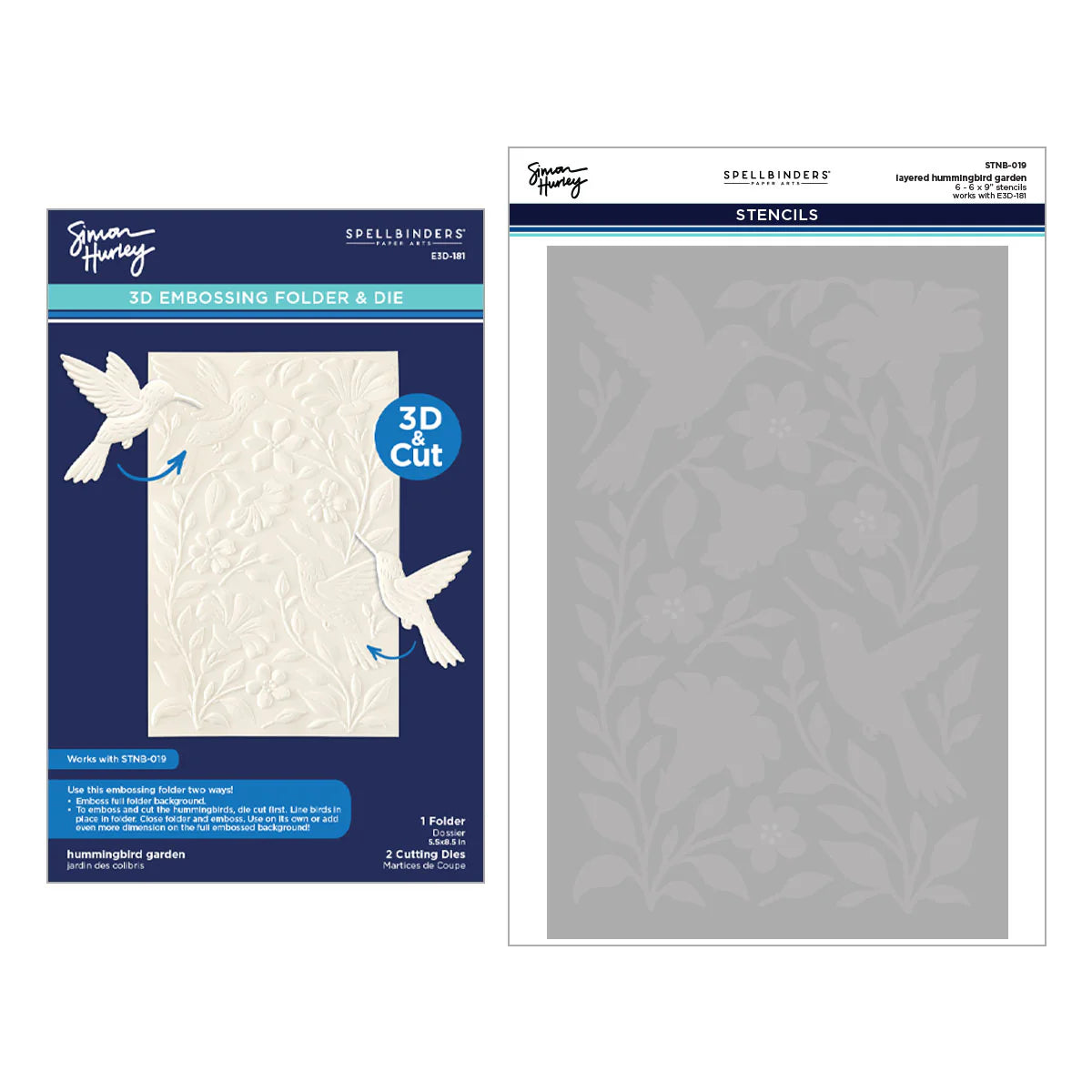 Spellbinders - Hummingbird Garden 3D Folder and Stencil Bundle by Simon Hurley - BD-1104