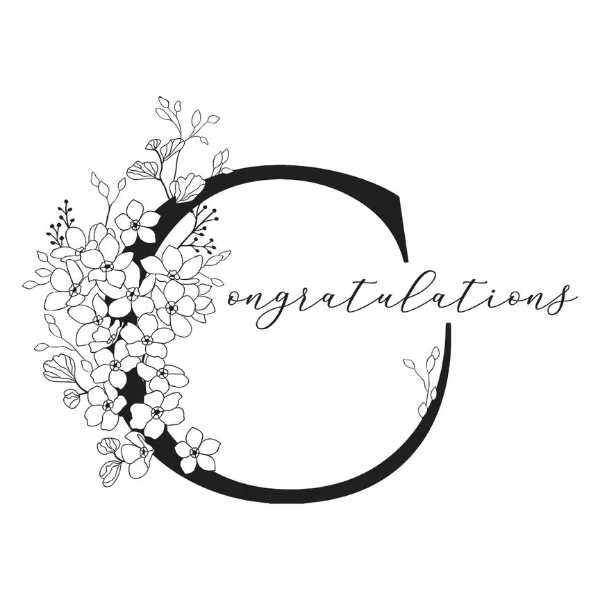 Floral C and Sentiment Press Plate from the Every Occasion Floral Alphabet Collection