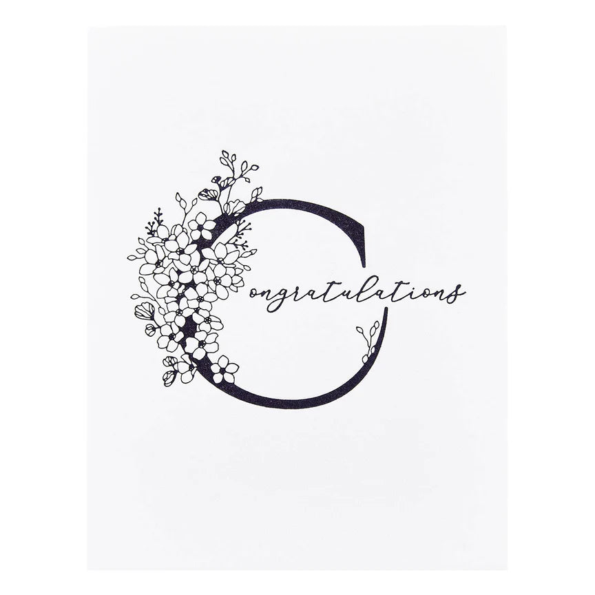 Floral C and Sentiment Press Plate from the Every Occasion Floral Alphabet Collection