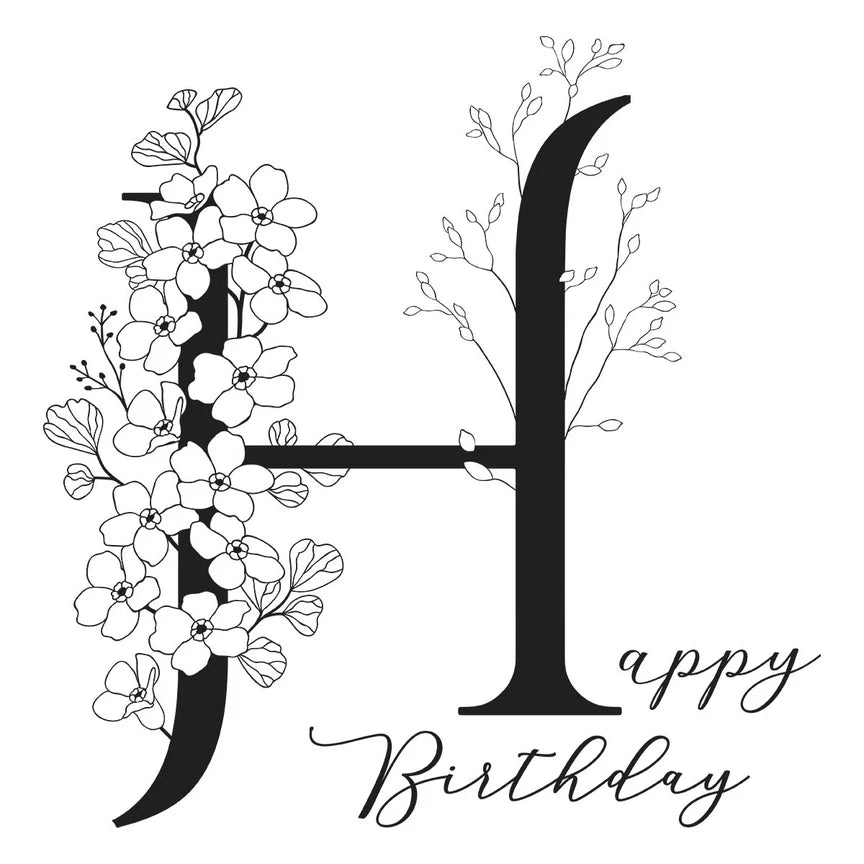 Floral H and Sentiment Press Plate from the Every Occasion Floral Alphabet Collection