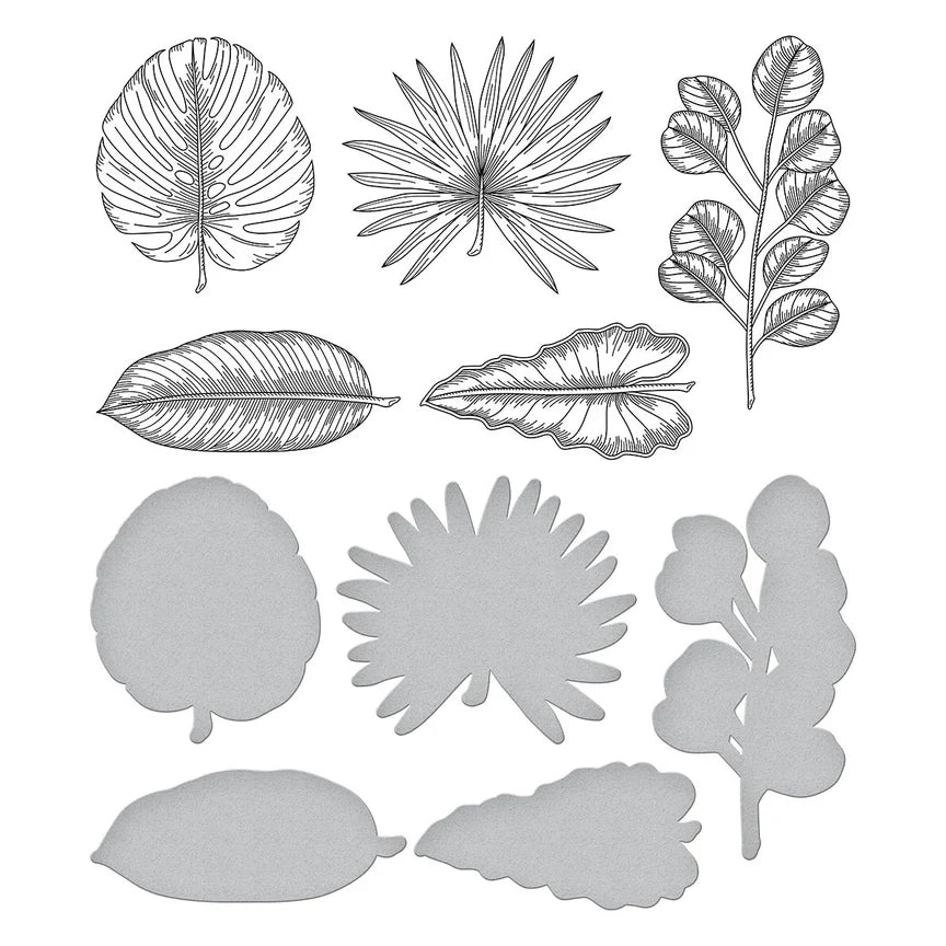 Tropical Leaves Press Plate & Die Set from the Propagation Garden Collection by Annie Williams