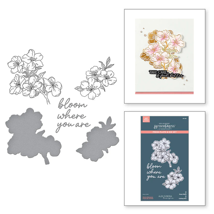 Cherry Blossoms BetterPress Plate & Die Set from the Spring in Kyoto Collection by Alex Syberia Designs