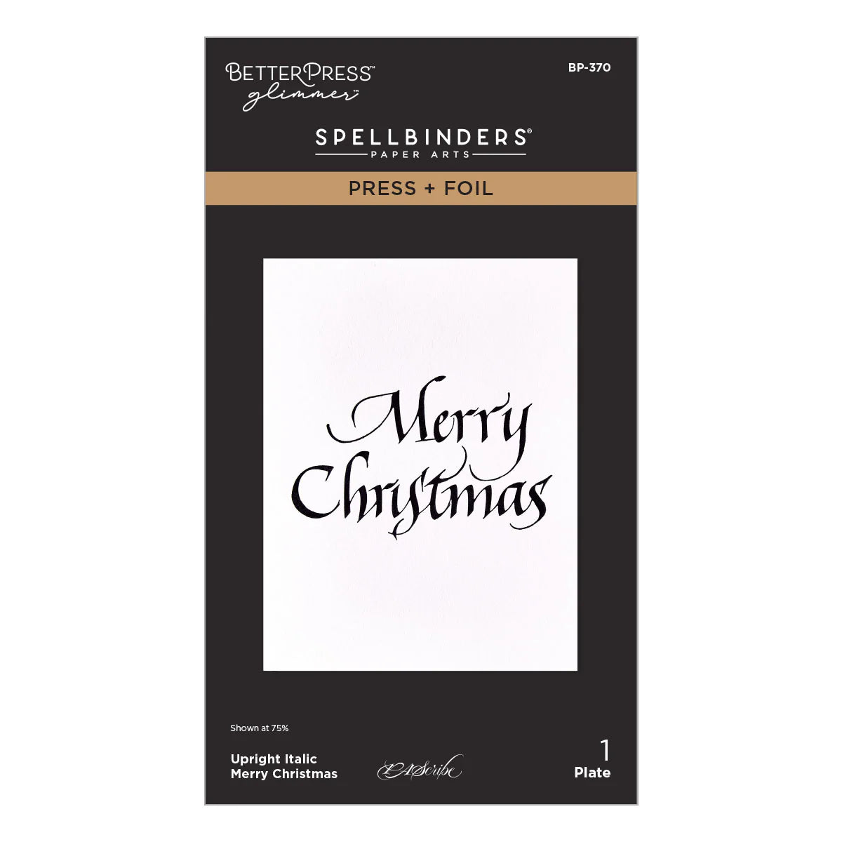 Spellbinders - Upright Italic Merry Christmas Press + Foil Plate by Paul Antonio - BP-370