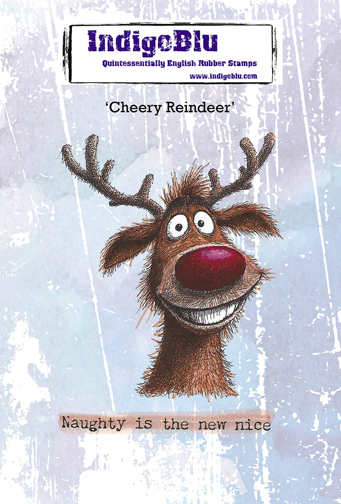 IndigoBlu - Cheery Reindeer A6 Red Rubber Stamp - IND1578