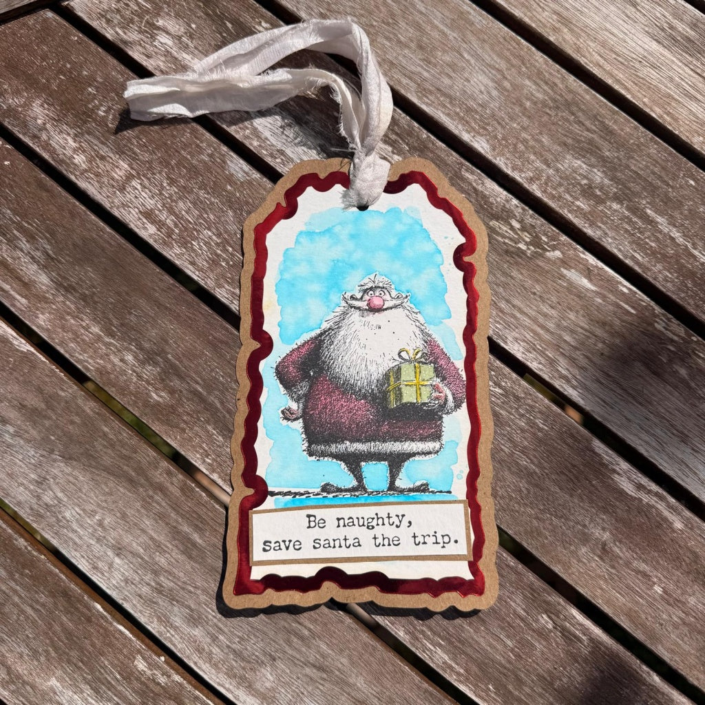 IndigoBlu - Cheery Santa A6 Red Rubber Stamp - IND1577