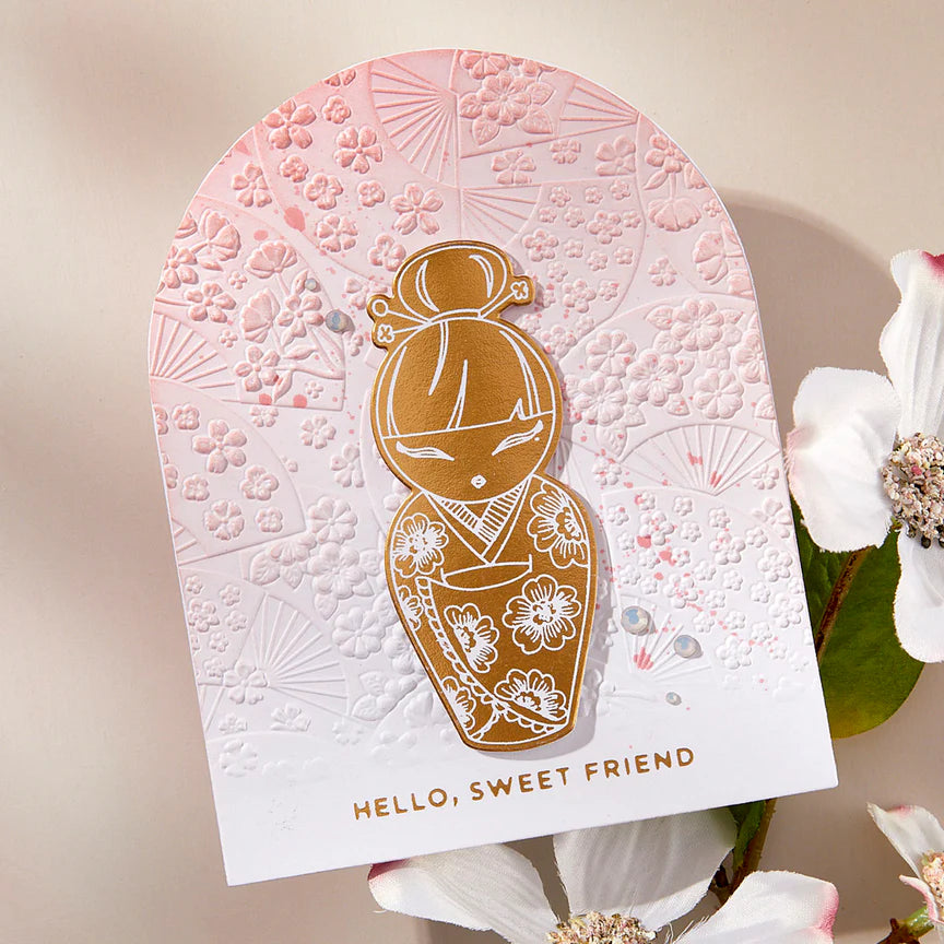 Kokeshi Dolls BetterPress Plate & Die Set from the Spring in Kyoto Collection by Alex Syberia Designs