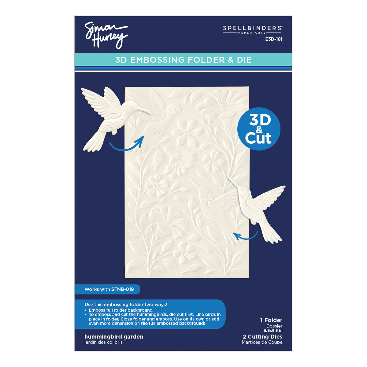 Spellbinders - Hummingbird Garden 3D Folder and Stencil Bundle by Simon Hurley - BD-1104