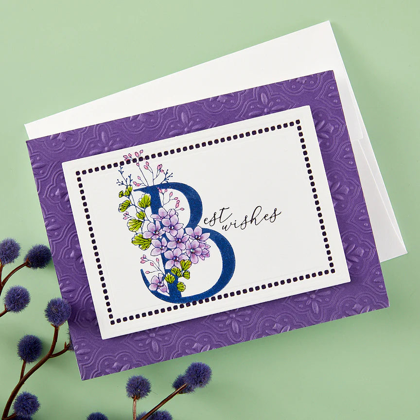 Floral B and Sentiment Press Plate from the Every Occasion Floral Alphabet Collection