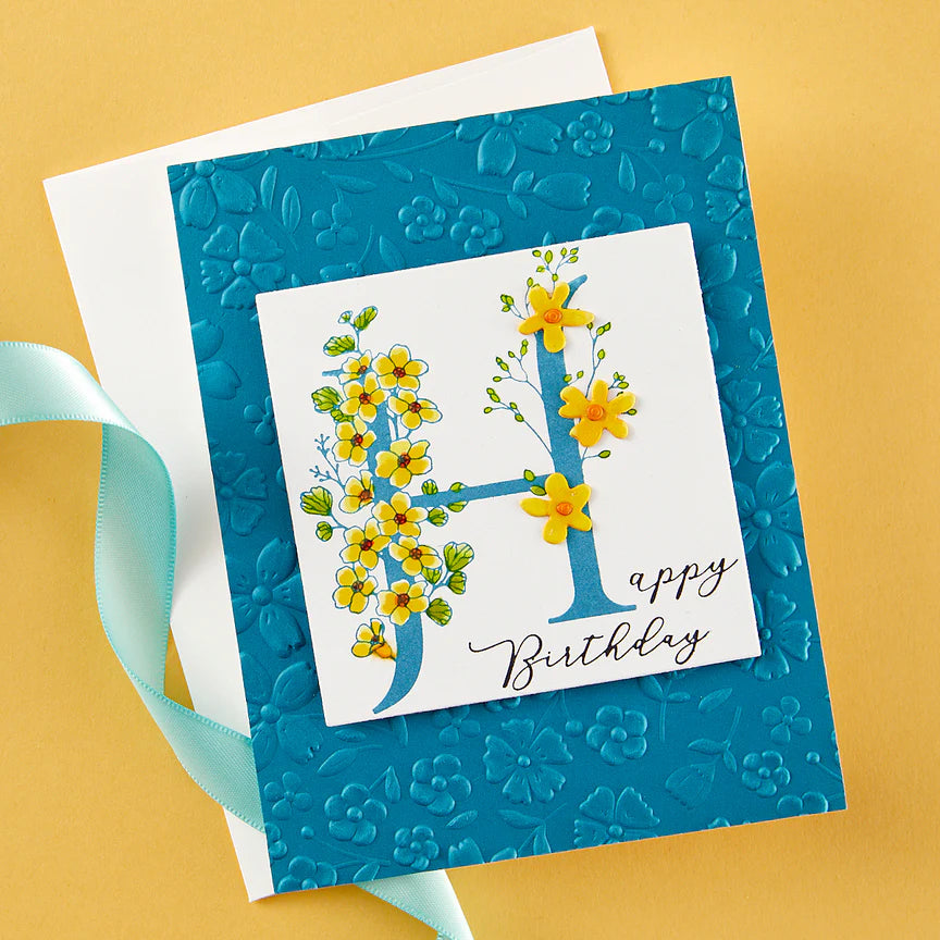 Floral H and Sentiment Press Plate from the Every Occasion Floral Alphabet Collection