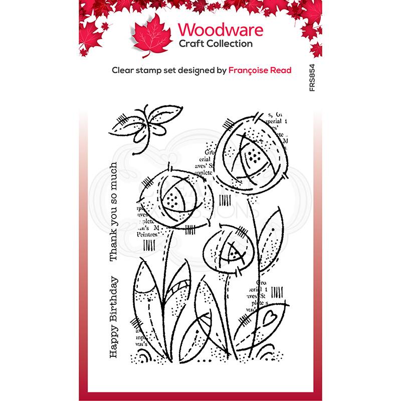 Woodware Clear Singles Flower Blooms 4 in x 6 in Stamp - SKU: FRS854