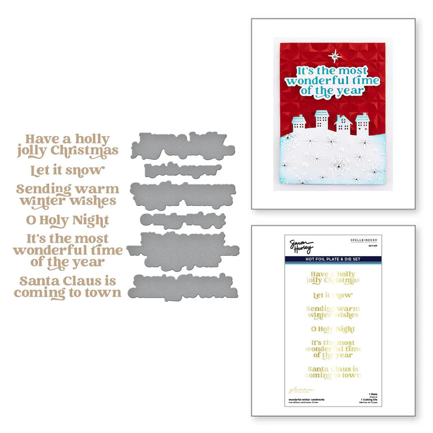 Wonderful Winter Sentiments Glimmer Hot Foil Plate & Die Set from the Simon's Snow Globes Collection by Simon Hurley