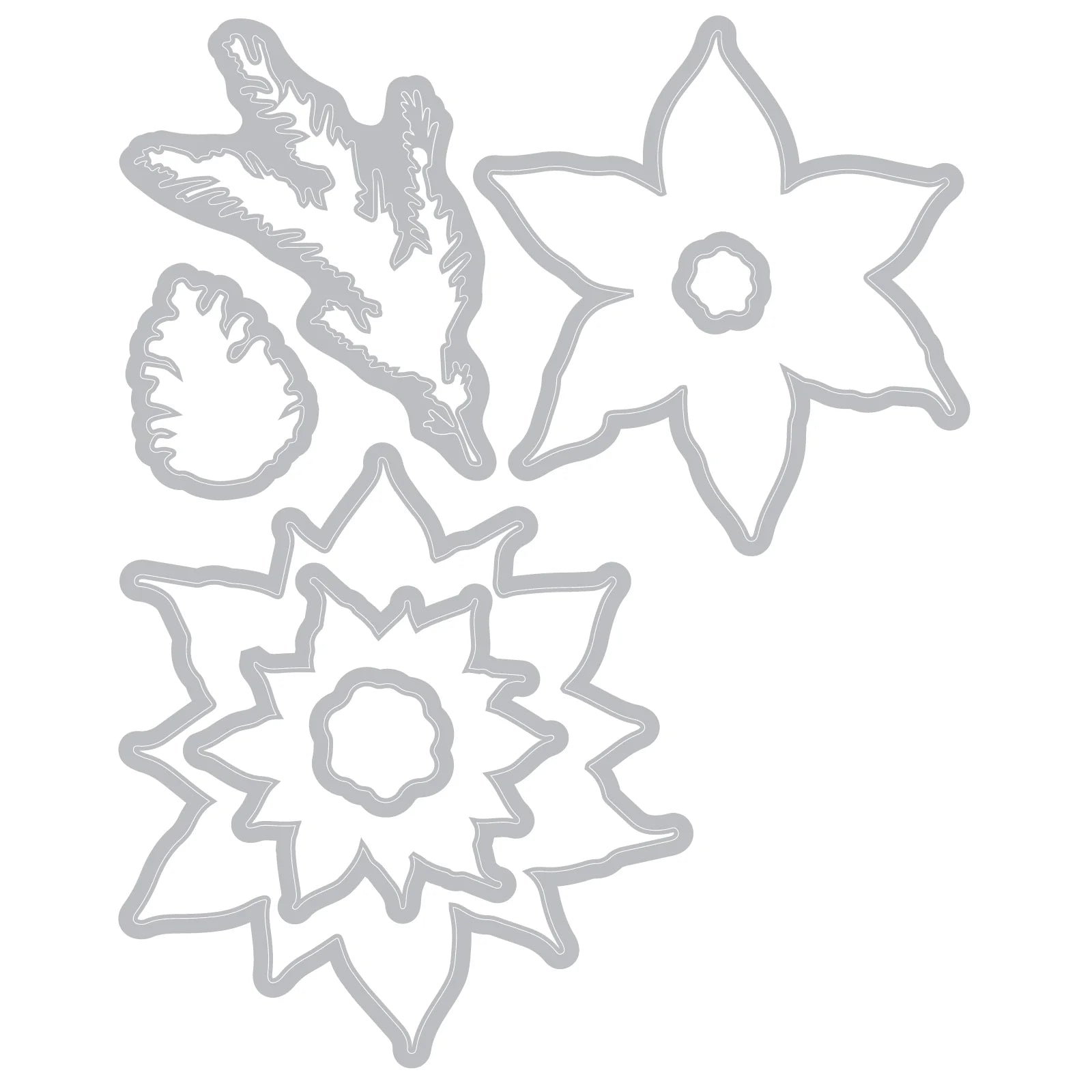 Sizzix Clear Stamps Set 16PK w/7PK Framelits - Poinsettia Trio by 49 and Market