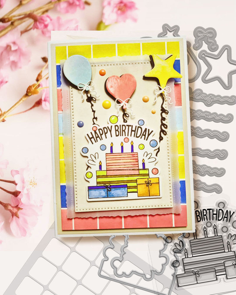 Celebration Text/Balloon Cutting Dies – A6 / 4 x 6"