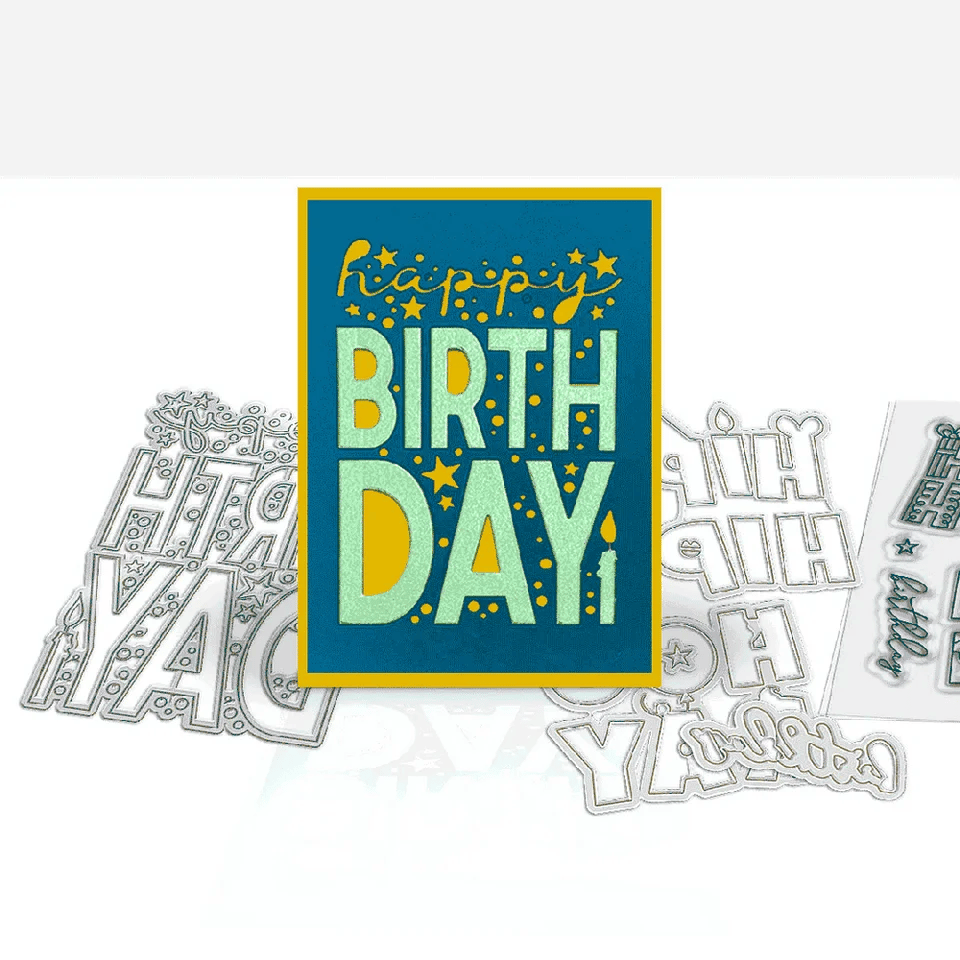 Hip Hip Hooray - birthday celebration outline cutting dies