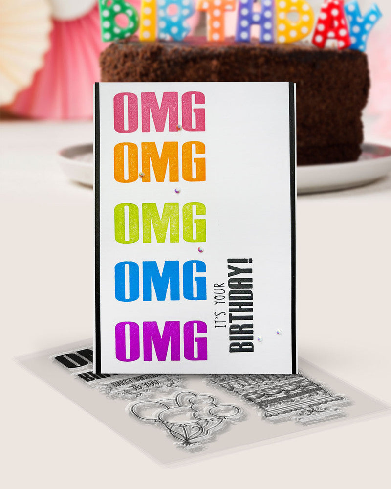 OMG Birthday Matchables photopolymer stamps A6/4x6"