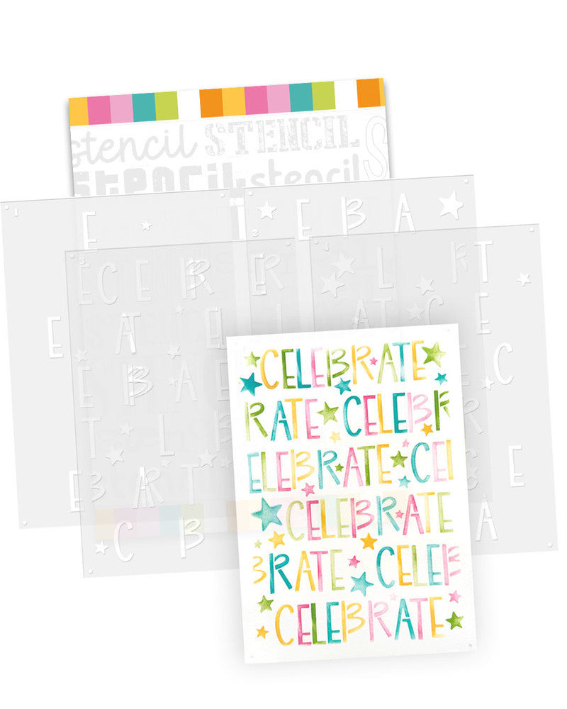 Celebrate 4 x Layering Stencils A5/6 x 8"