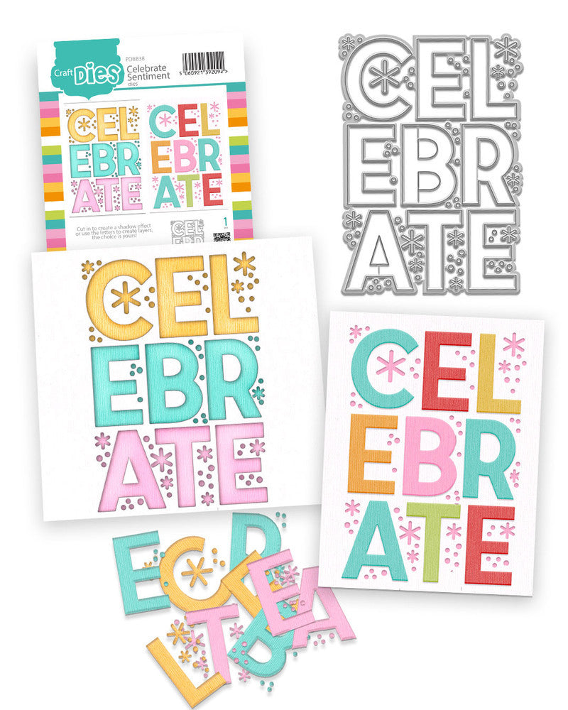 Celebrate Text/Shaker In/out Sentiment Die A6/4x6"