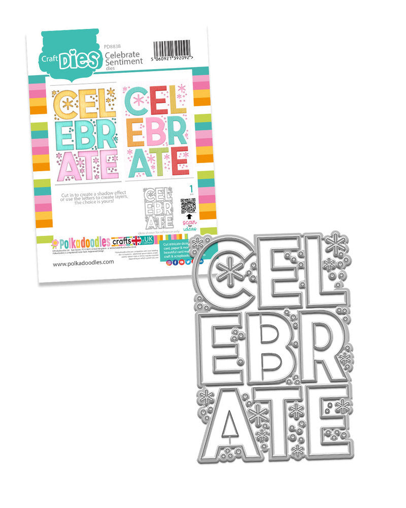 Celebrate Text/Shaker In/out Sentiment Die A6/4x6"