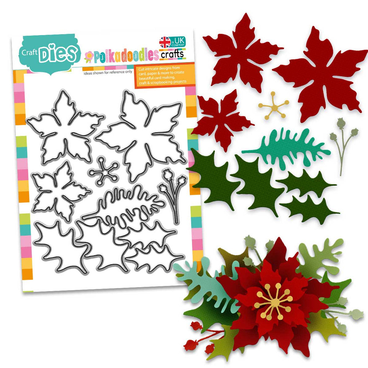 Poinsettia & Holly Flower Craft Cutting Die Set
