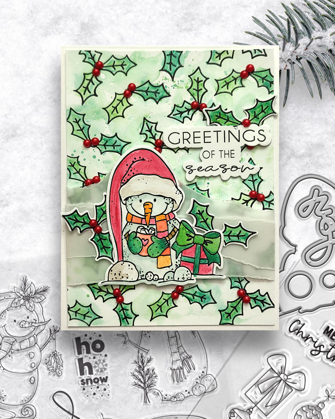 Ho Ho Ho Snowmen Christmas Holiday Stamp & Die Bundle
