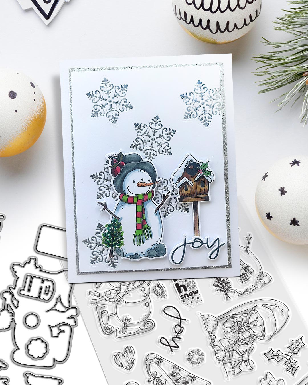 Ho Ho Ho Snowmen Christmas Holiday Stamp & Die Bundle