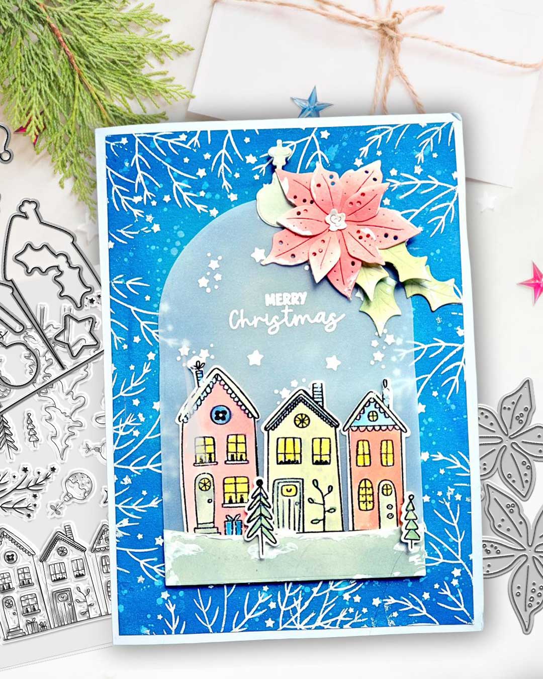 Cozy Christmas Holiday Scandi Houses Stamp & Die Bundle