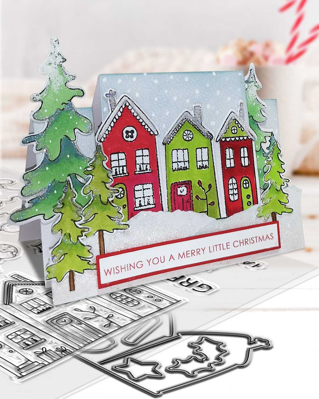 Cozy Christmas Holiday Scandi Houses Stamp & Die Bundle