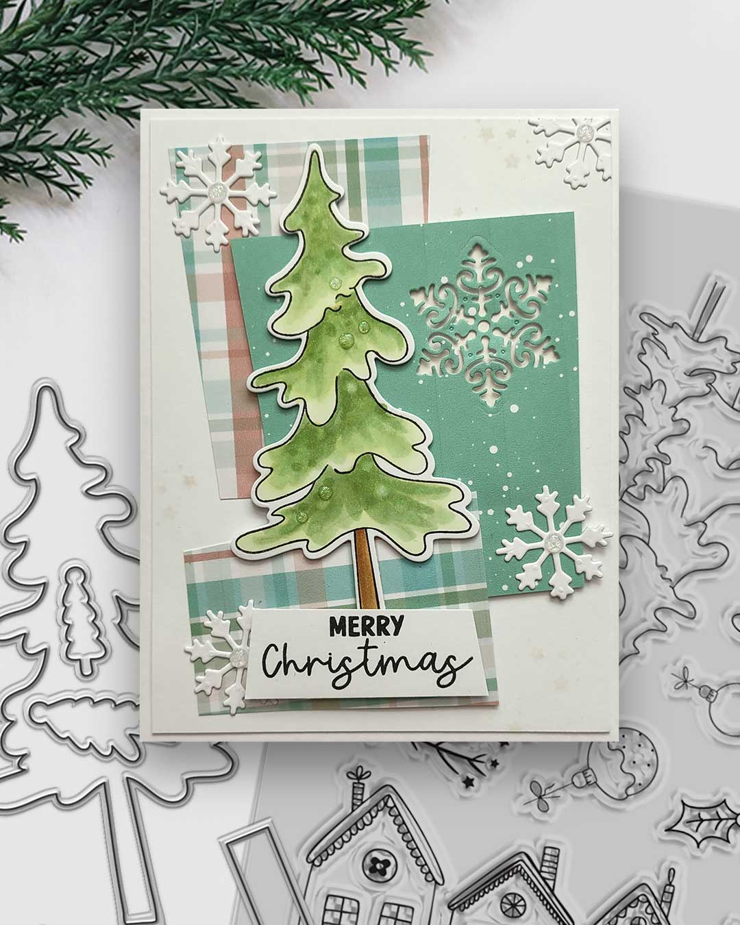 Cozy Christmas Holiday Scandi Houses - Clear Craft Stamp Set