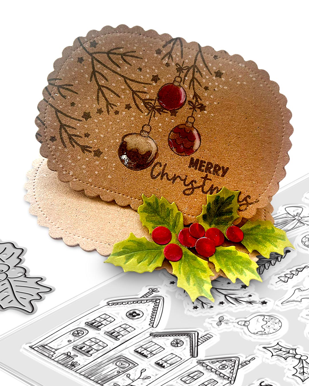 Cozy Christmas Holiday Scandi Houses - Clear Craft Stamp Set