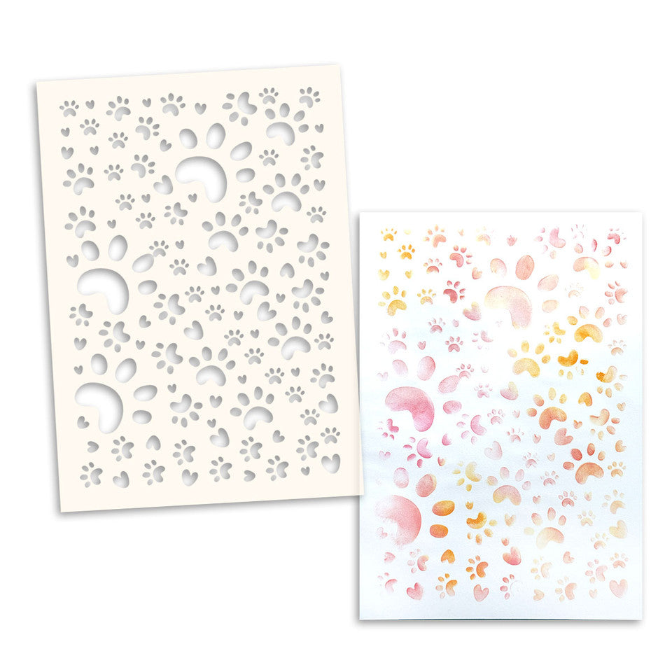 Kitty Cat paw prints Stencil A5/6x8" - card making, craft, scrapbooking stencils