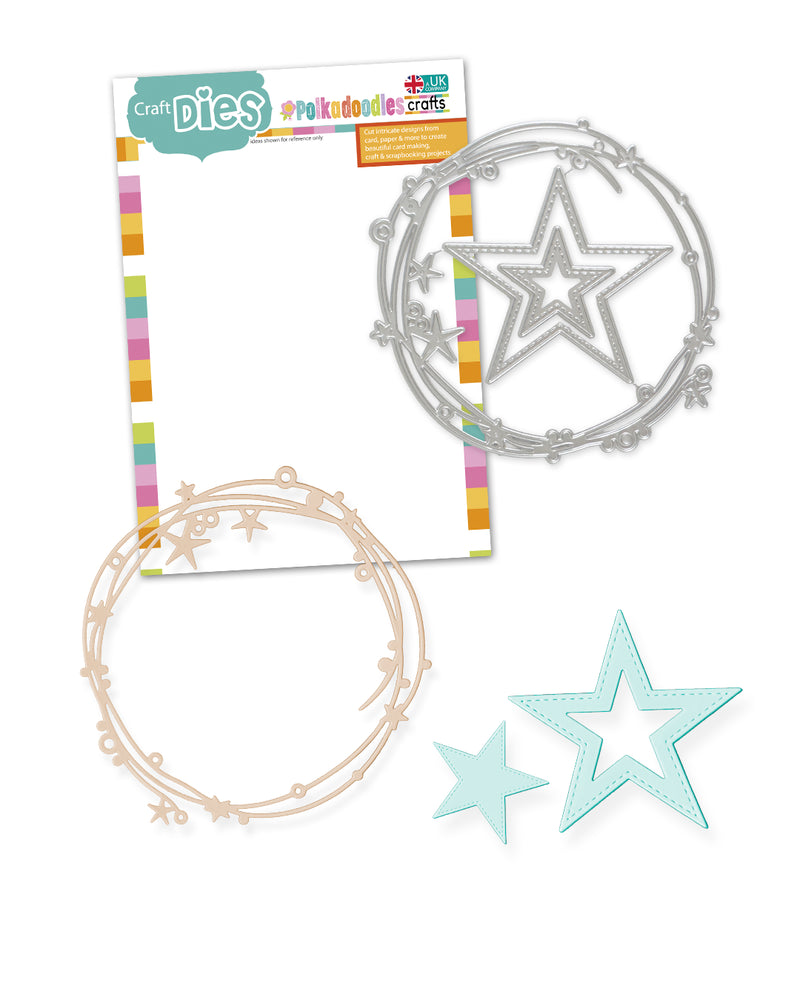 Polkadoodles - Sparkling Wreath and Stars Craft Cutting Dies - PD9197