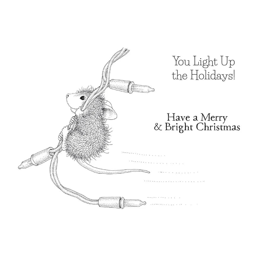 Merry & Bright Cling Rubber Stamp Set from the House-Mouse Holiday Collection - RSC-015