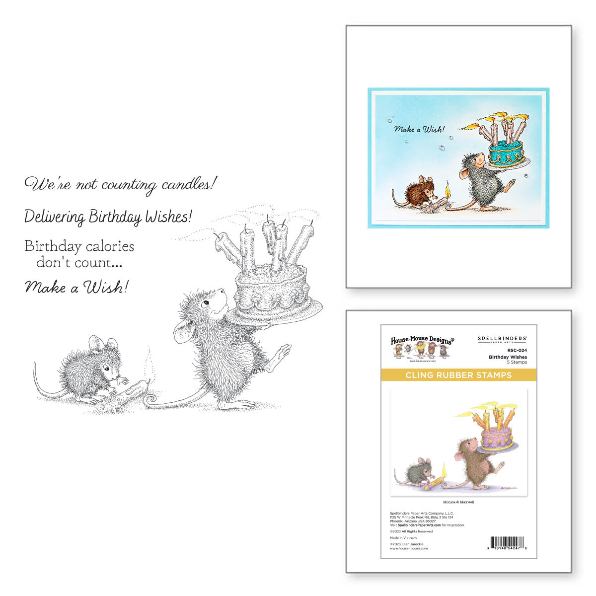 Birthday Wishes Cling Rubber Stamp Set from the House-Mouse Spring Has Sprung Collection - RSC-024