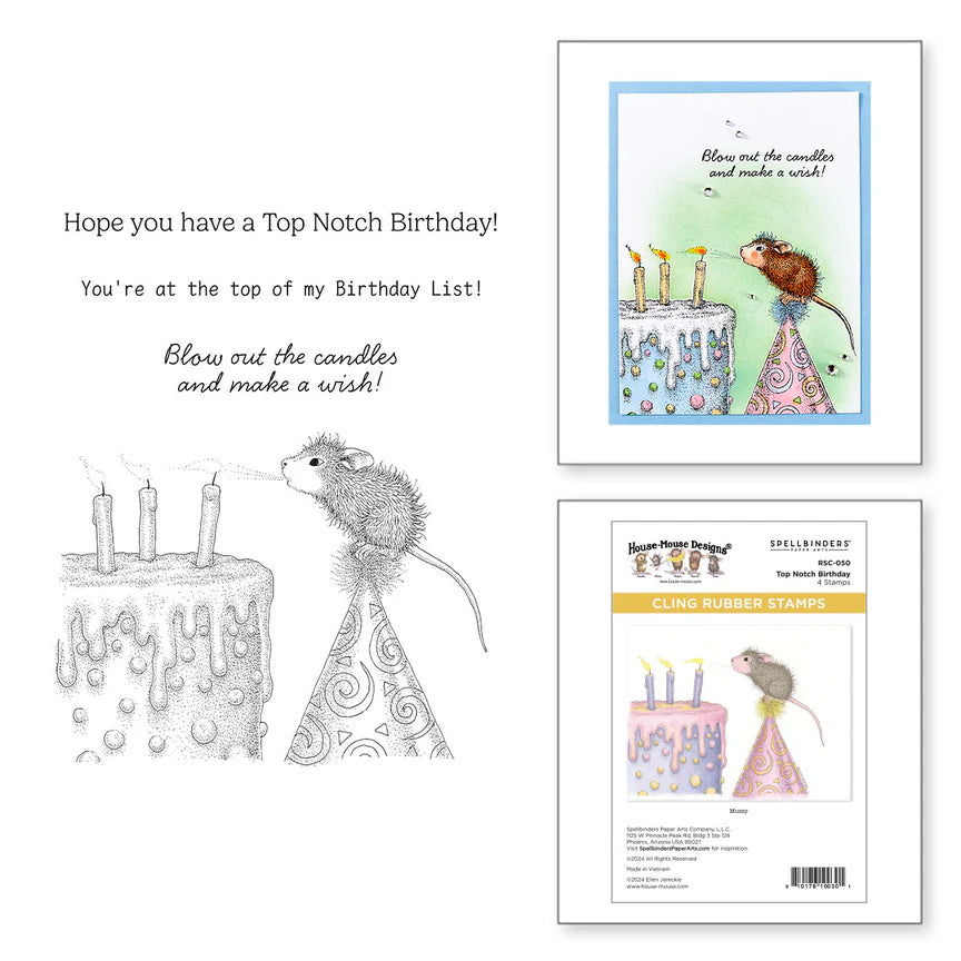 Top Notch Birthday Cling Rubber Stamp Set from the House-Mouse Creative Day Collection - RSC-050