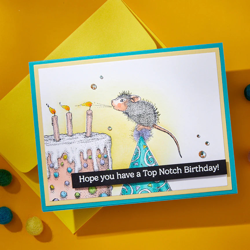 Top Notch Birthday Cling Rubber Stamp Set from the House-Mouse Creative Day Collection - RSC-050